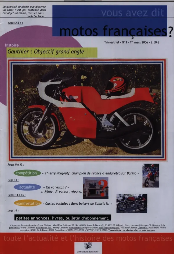 VADIMOF n° 3 – «Toute l’histoire des motos Gauthier - entretien avec J-C Gauthier